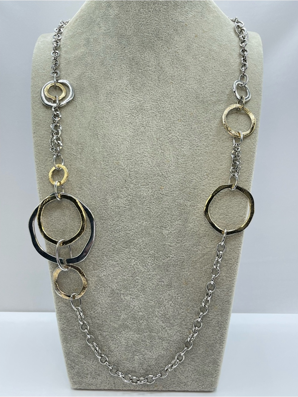 Premier Designs Silver Gold Tone Mixed Metal Chain Link Statement Necklace